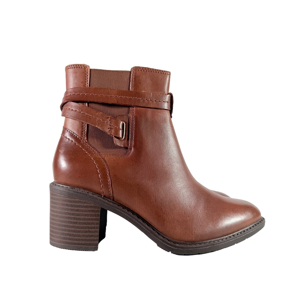 Clarks Scene Star Women's Dark Tan Leather Boots Size 9 M Ankle Booties NWT